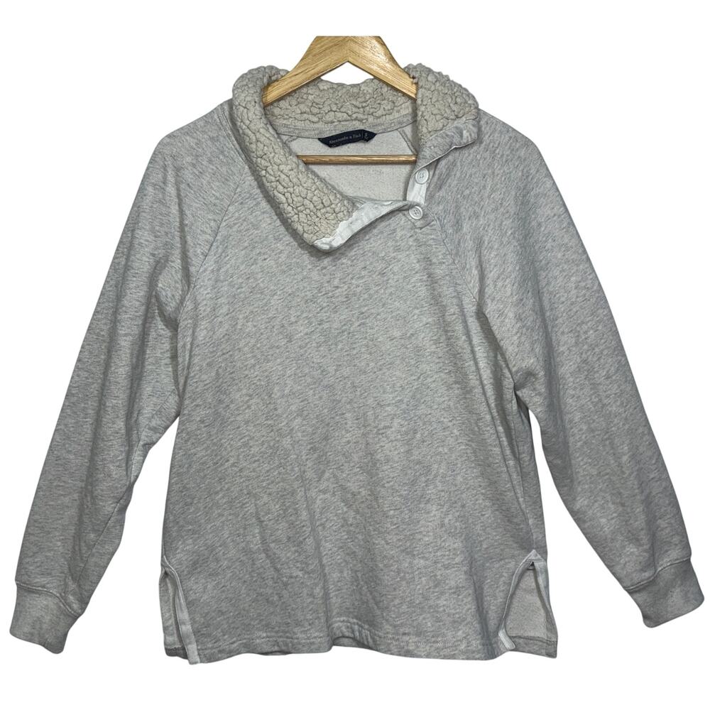 Abercrombie & Fitch Gray Faux Fur Sherpa Sweatshirt Teddy Jacket Coat Womens S